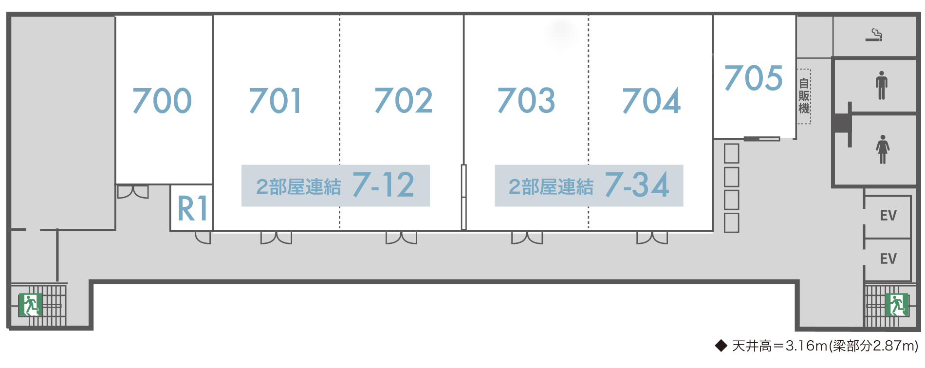 RCC文化センター貸会議室7Fフロアマップ